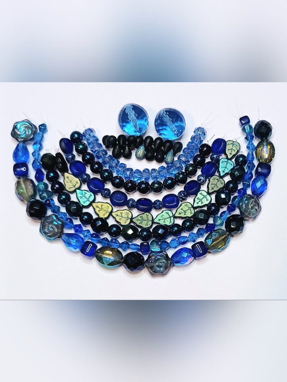 Czech glass bead 8-strands blue mix jewelry-making